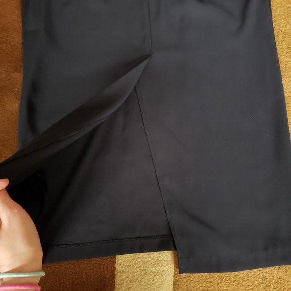 Dark Navy Blue Full Length Maxi Skirt with Drawstring and Slit - Picture 4 of 12